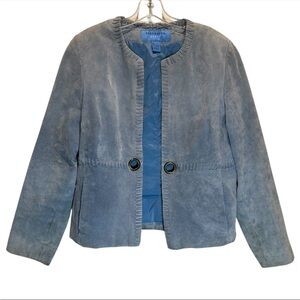 Doncaster Light Blue Suede Jacket w/ Decorative Edge Stitching, Grommets - Large